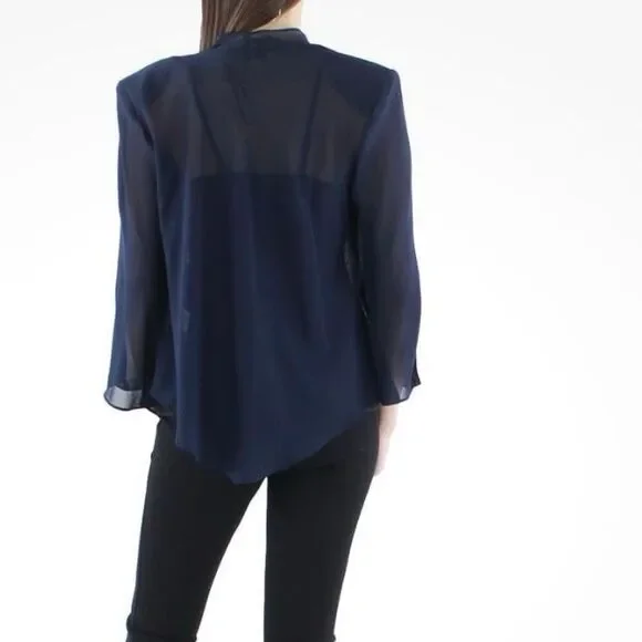 NWT R&M Richards Chiffon Beaded Jacket, midnight blue Size 18 - Picture 3 of 11